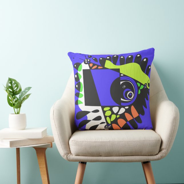 Bird’s Nest - Indigo Black  Throw Pillow (Chair)