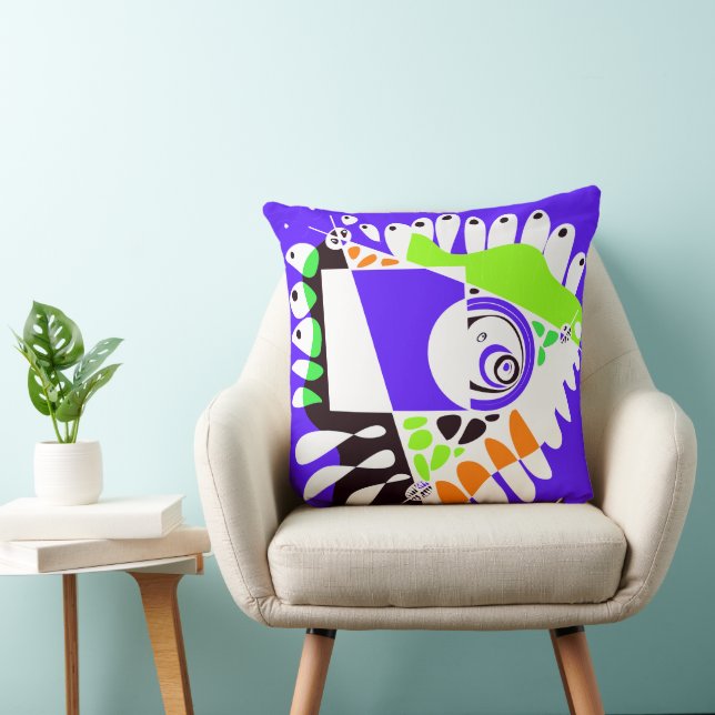 Bird’s Nest - Indigo White Throw Pillow (Chair)