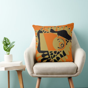 Bird’s Nest - Orange Olive Throw Pillow