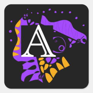 Bird’s Nest - Personalized Initial Letter A Square Sticker