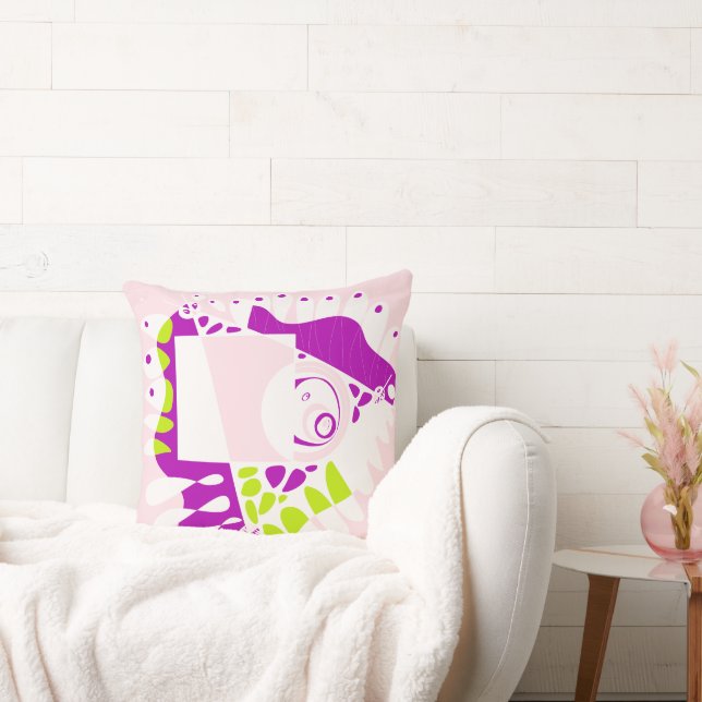 Bird’s Nest - Pink Lemonade White Throw Pillow (Couch)