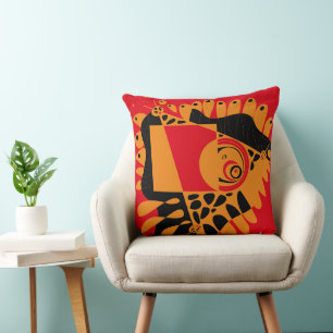 Bird’s Nest - Red Orange Throw Pillow