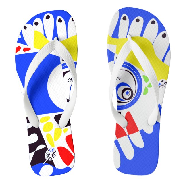 Bird’s Nest - Royal Blue White Flip Flops (Footbed)