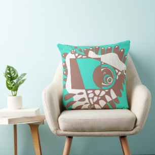 Bird’s Nest - Spearmint Brown Throw Pillow