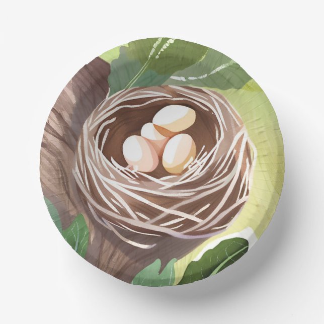 Bird’s Nest | Watercolor Eggs Nature Paper Plate (Front)