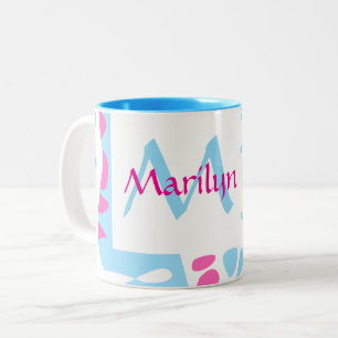 Bird’s Nest - White Blue Pink Name Two-Tone Coffee Mug