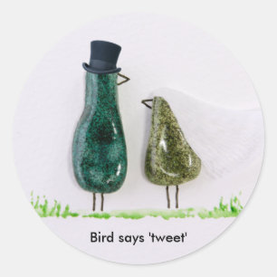 Bird says 'tweet' classic round sticker