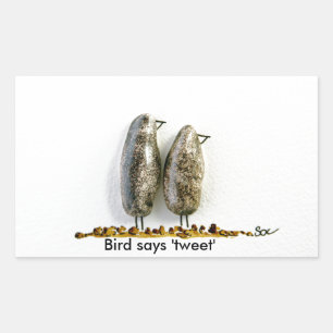 Bird says 'tweet' cute hematite couple sticker