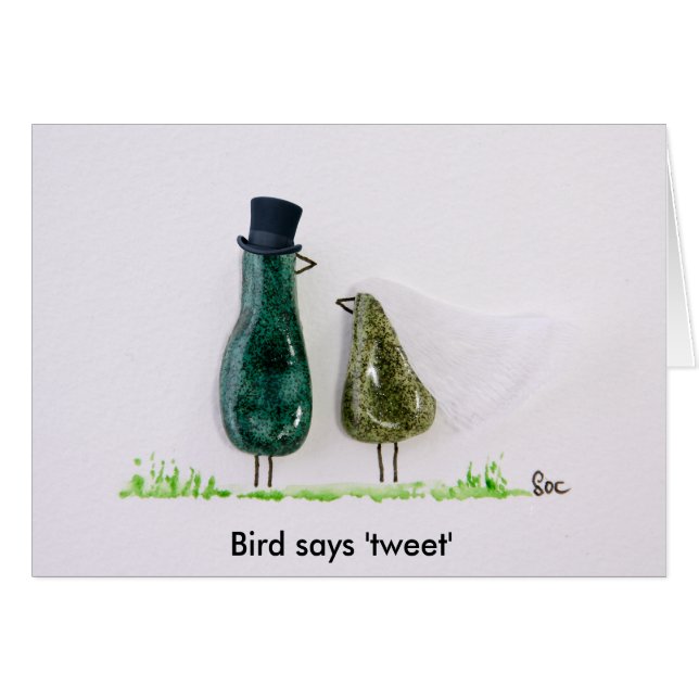 bird says tweet fun Wedding bride and groom (Front Horizontal)