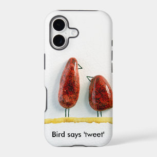 Bird says 'tweet' love birds sparkly red ceramic