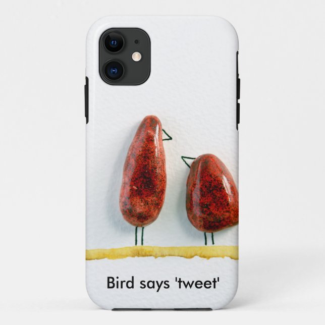 Bird says 'tweet' love birds sparkly red ceramic Case-Mate iPhone case (Back)