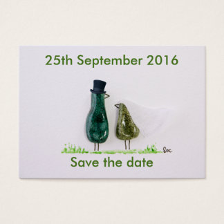 Bird says 'tweet' Wedding couple in green ceramic
