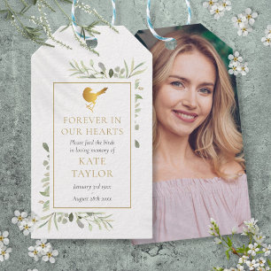 Bird Seed Packet  Greenery Funeral Photo Gift Tags