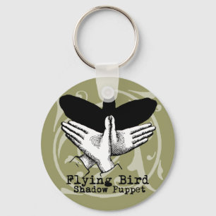 Bird Shadow Puppet Hand Vintage Keychain