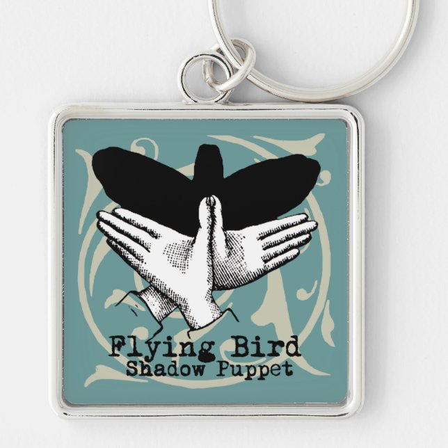 Bird Shadow Puppet Hand Vintage Keychain (Front)