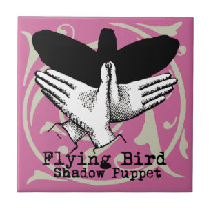 Bird Shadow Puppet Hand Vintage Tile