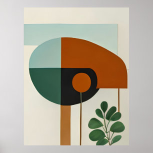 Bird Shape Minimalist Abstract Poster