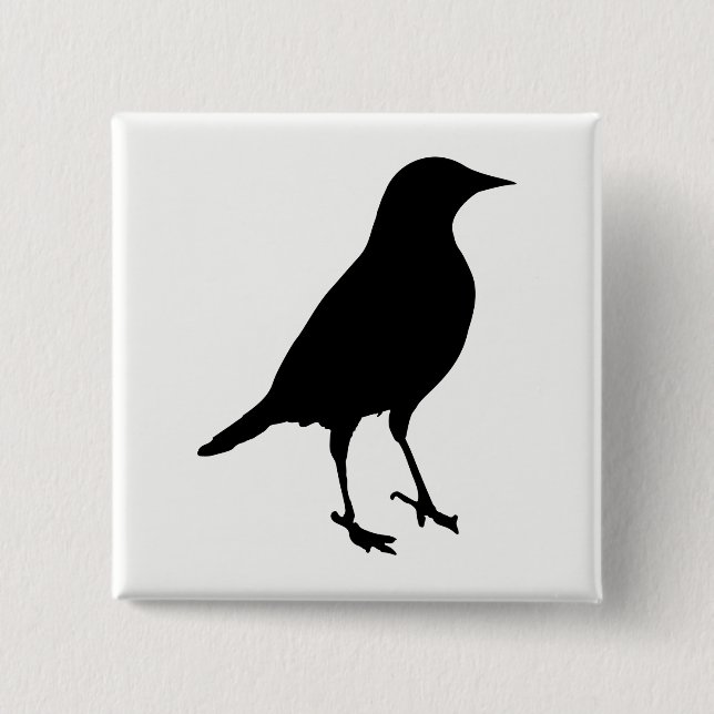 Bird Silhouette 2 Inch Square Button (Front)