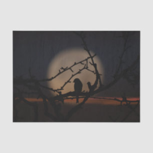 Bird silhouette in the moonlight illustration tissue paper