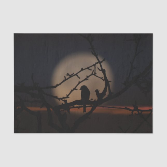 Bird silhouette in the moonlight illustration tissue paper (Front)
