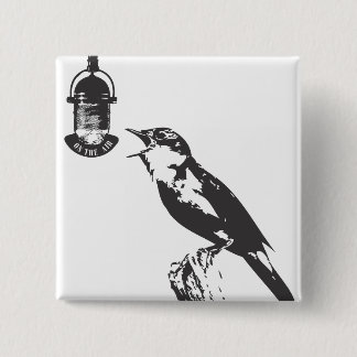 BIRD SINGING 2 INCH SQUARE BUTTON