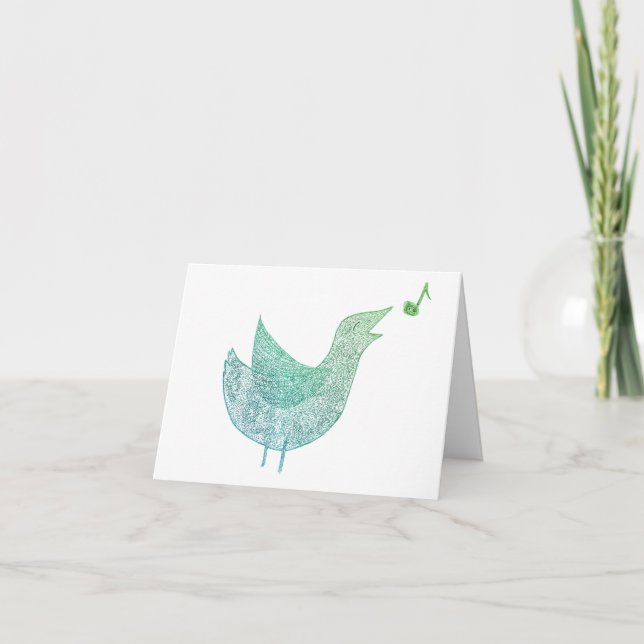 Bird Singing Holiday Card (Front)