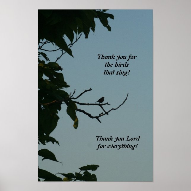 Bird singing, thank you Lord! poster (Front)