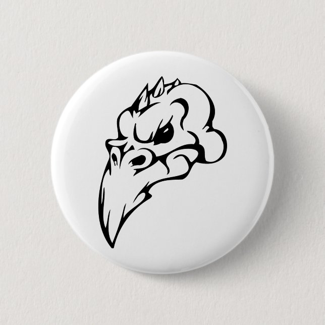 Bird Skull 2 Inch Round Button (Front)
