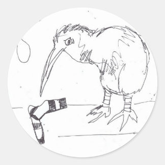 bird sock classic round sticker