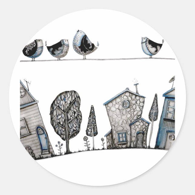 Bird song classic round sticker (Front)