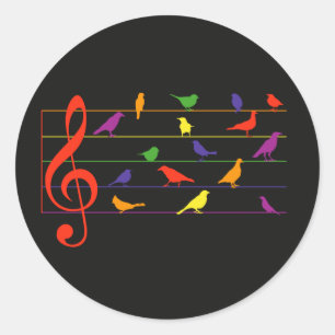 Bird Song, colourful design Classic Round Sticker