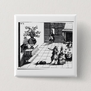 Bird song musical tree, published c.1670 (engravin 2 inch square button