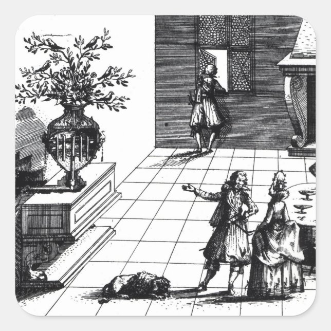 Bird song musical tree, published c.1670 (engravin square sticker (Front)