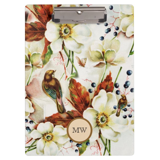 Bird spring blossom country garden clipboard (Front)