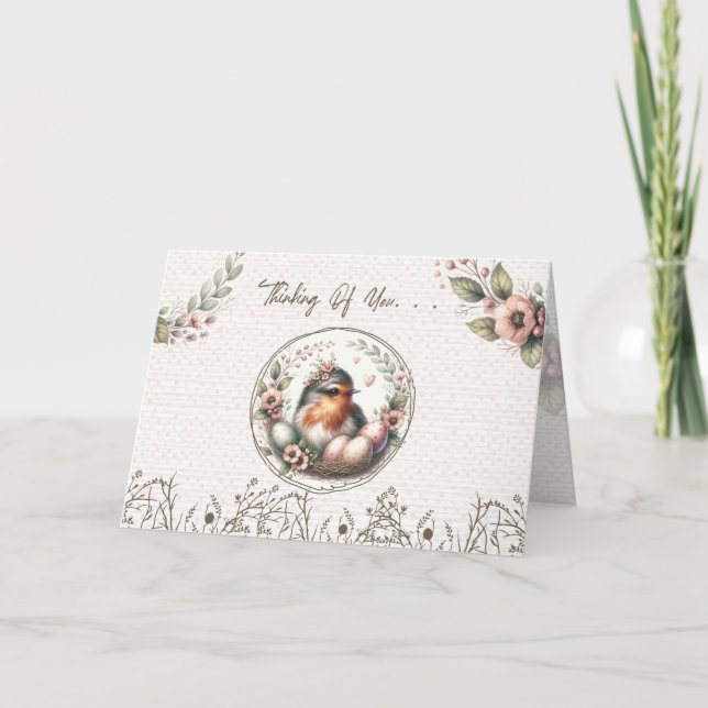 Bird Spring Thinking Of You Holiday Card (Front)