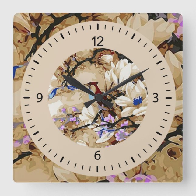Bird Square Wall Clock (Front)