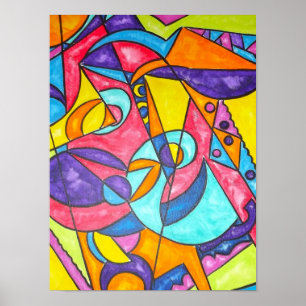 Bird Squawking In The Tree-Modern Bauhaus  Poster