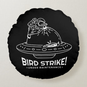 Bird Strike Ufo Round Pillow