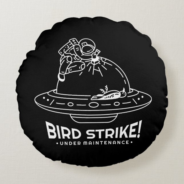 Bird Strike Ufo Round Pillow (Front)