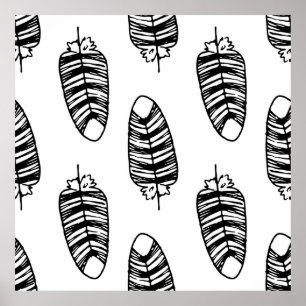 Bird striped feather pattern. Seamless pattern of  Poster