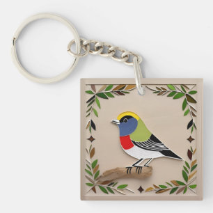 Bird Stylized Paper Artwork Keychain