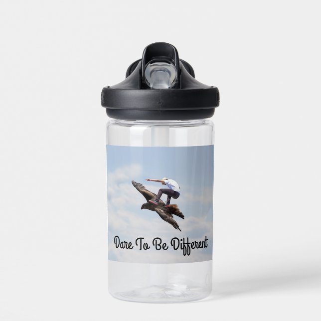 Bird Surfing Man Water Bottle (Front)