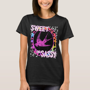Bird Swallow 90s Nostalgia Rainbow Leopard Print T T-Shirt