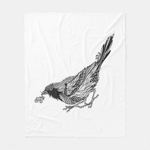 Bird Tattoo Fleece Blanket