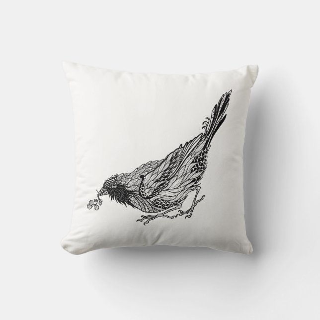 Bird Tattoo Throw Pillow (Front)