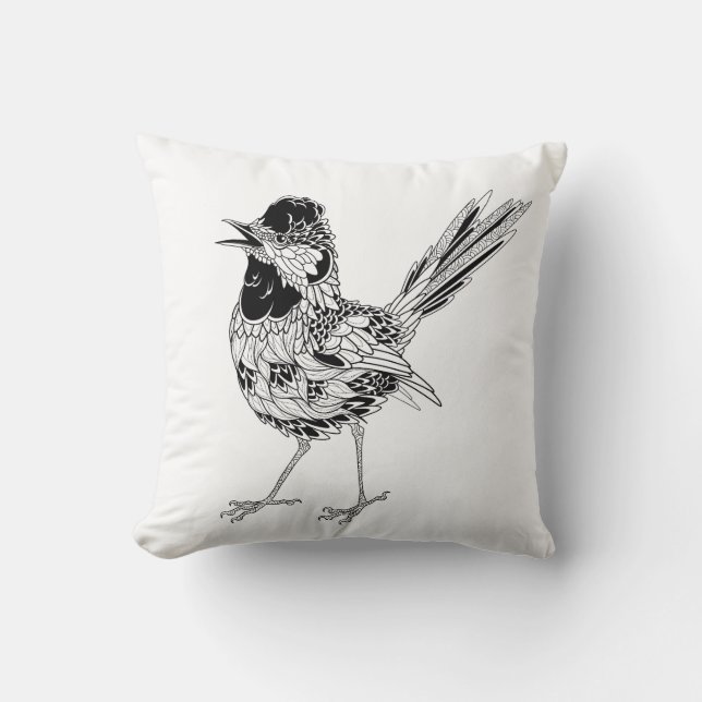 Bird Tattoo Throw Pillow (Front)