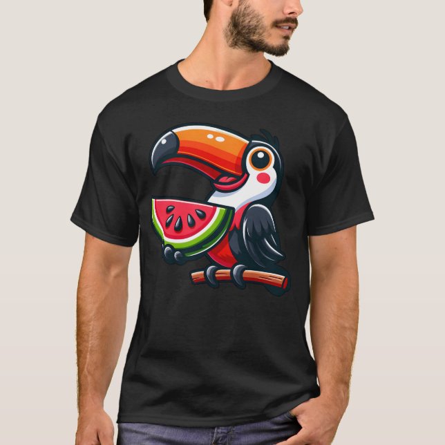 Bird toucan birdofparadise melon watermelon family T-Shirt (Front)