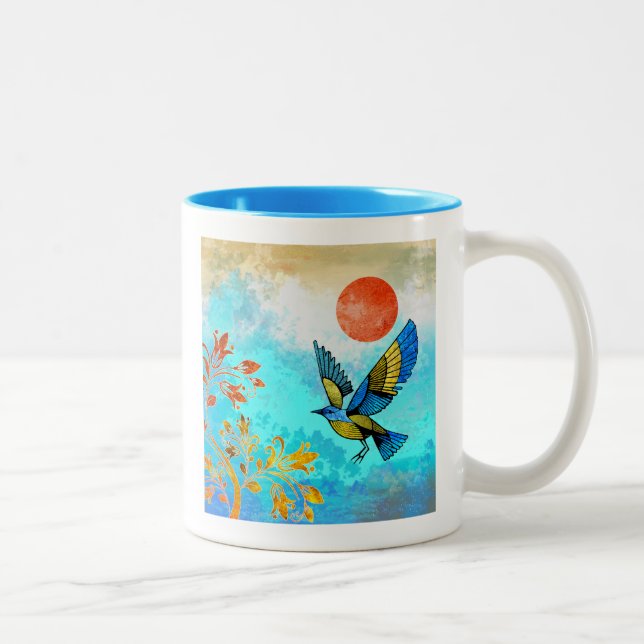 Bird Tree Sun Two-Tone Coffee Mug (Right)