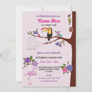 Bird Tucan GirI Anniversaire Invitation de jumeaux