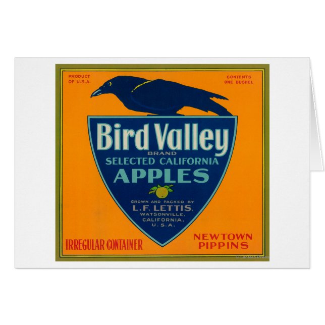 Bird Valley Apple Crate LabelWatsonville, CA (Front Horizontal)